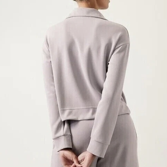 Athleta Seasoft Quarter 1/4 Zip Cropped Pull.over Tensil Grey - Picture 4 of 8
